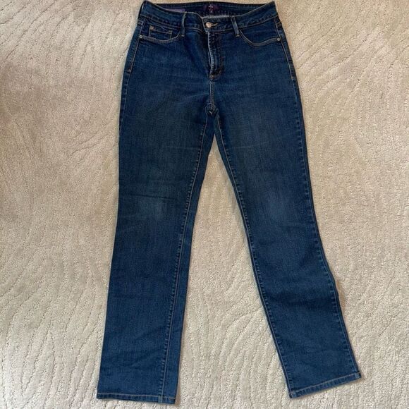 NYDJ Marilyn Straight Leg Dark Blue Jeans 8 - Picture 2 of 5